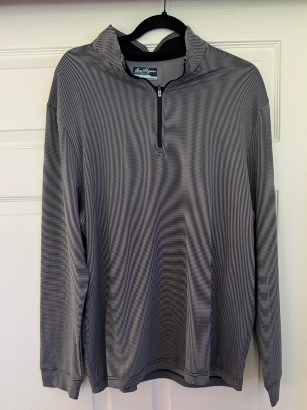 Ben Hogan Performance 1/4 Zip Pullover Mens Large Gray Striped NWT Golf